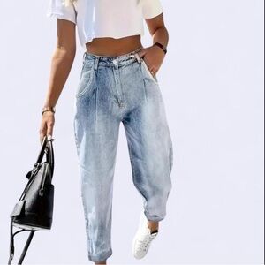 Blue Boyfriend Jeans High Waist Relaxed Fit
